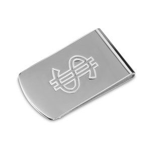 Sterling Silver 925 High Polished Money Clip with Dollar Sign